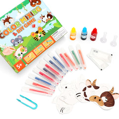 Color Science Activity DIY Craft for Kids Ages 5-10 Years Animal Mask Painting Kit Color Mixing Gift (Green)