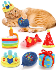 6Pcs Birthday Themed Catnip Toys