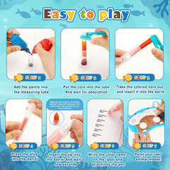 Color Science Activity DIY Craft for Kids Ages 5-10 Animal Mask Painting Kit Color Mixing Game (Blue)