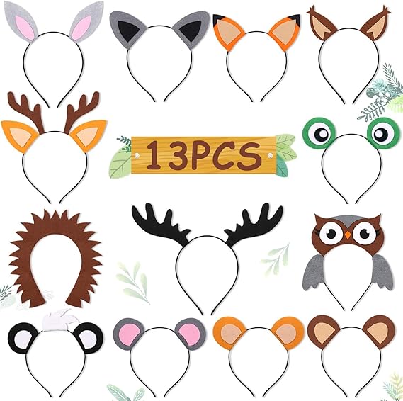 13PCS Woodland Animal Headbands  Safari Hair Hoop
