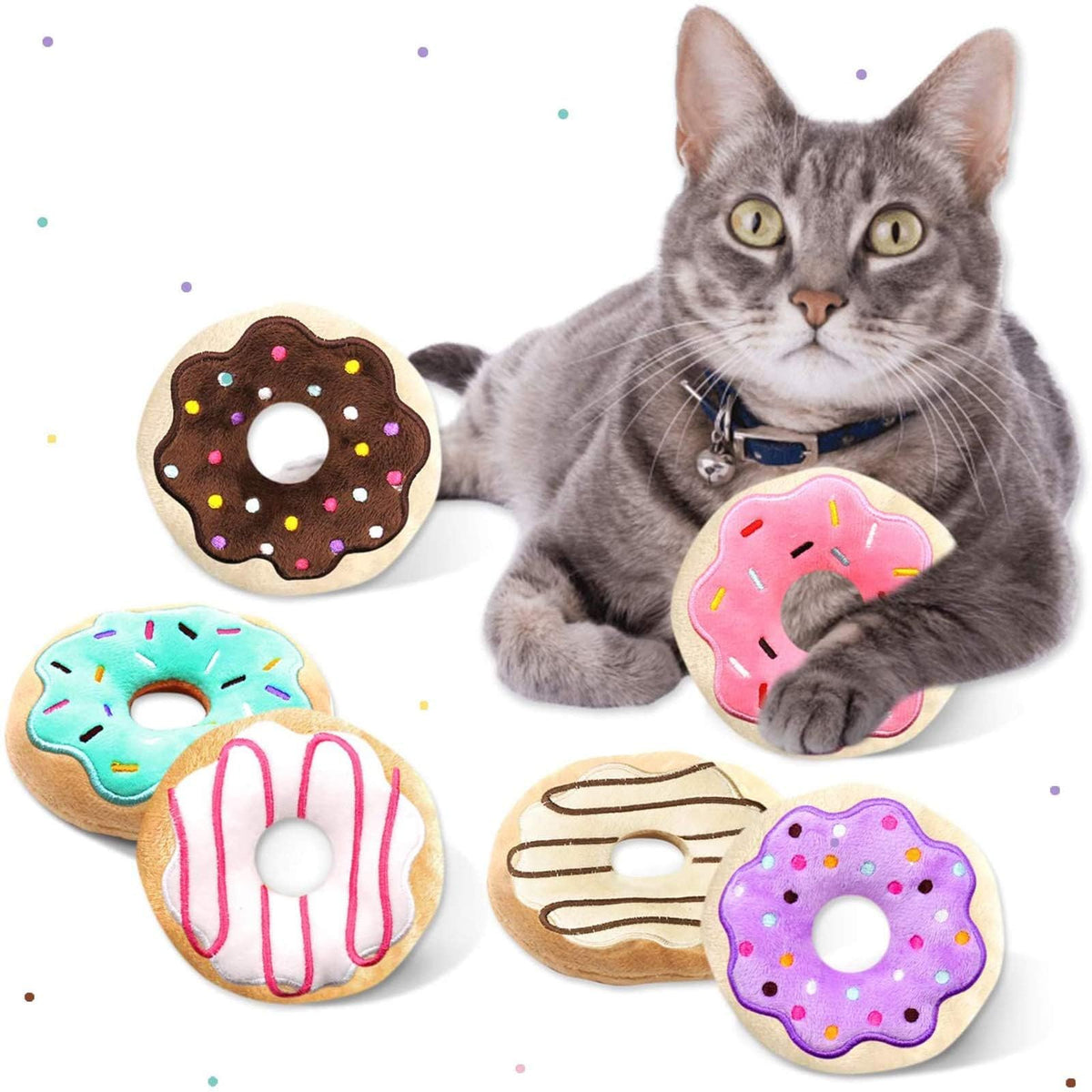 CiyvoLyeen 6 Pack Donut Cat Catnip Toys