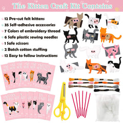 CiyvoLyeen Cat Sewing Kit for Kids 12PCS, Creative Craft  and Gift Ideas